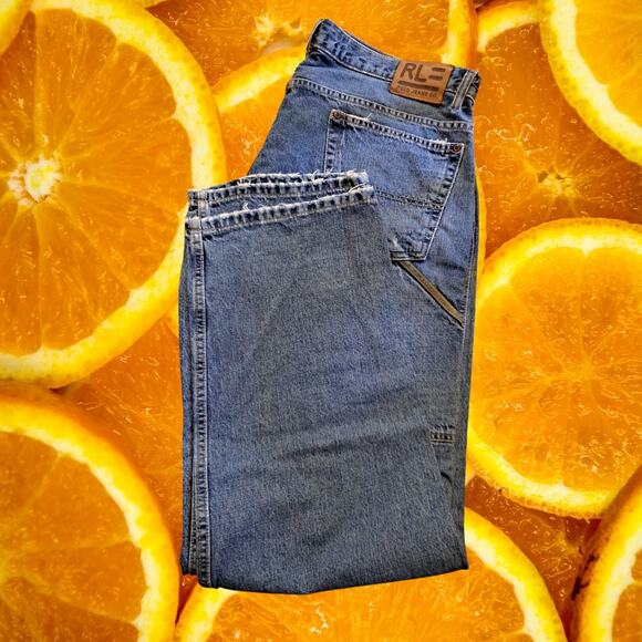 Polo Jean Company Slightly Distressed‎ Carpenter Blue Jeans Size 36x32 - Picture 1 of 6